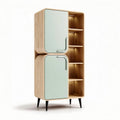 Wooden storage cabinet with mint green doors and open shelves 90 x 45 x 160cm
