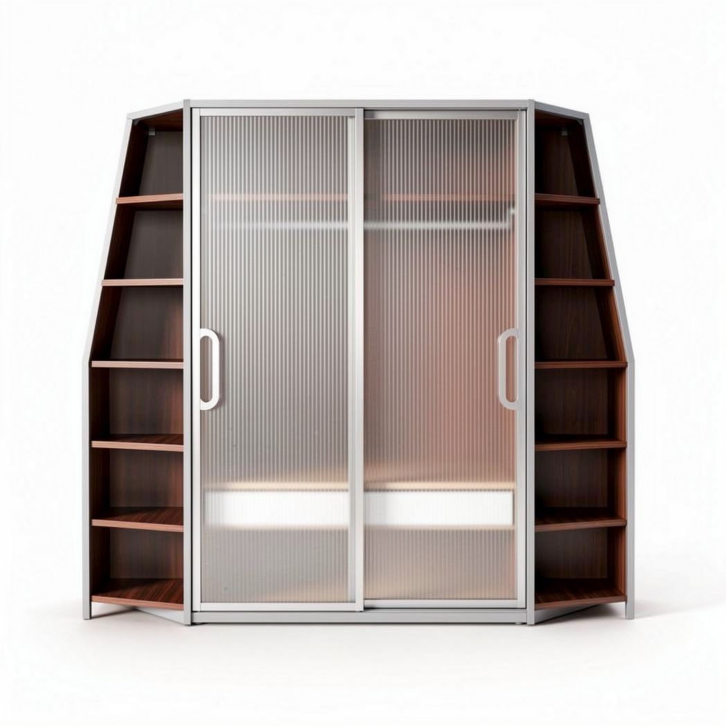 Modern wardrobe with sliding doors and asymmetric shelves 200 x 120 x 200cm