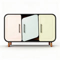 Multi-color sideboard with three doors and wooden legs 90 x 40 x 70cm