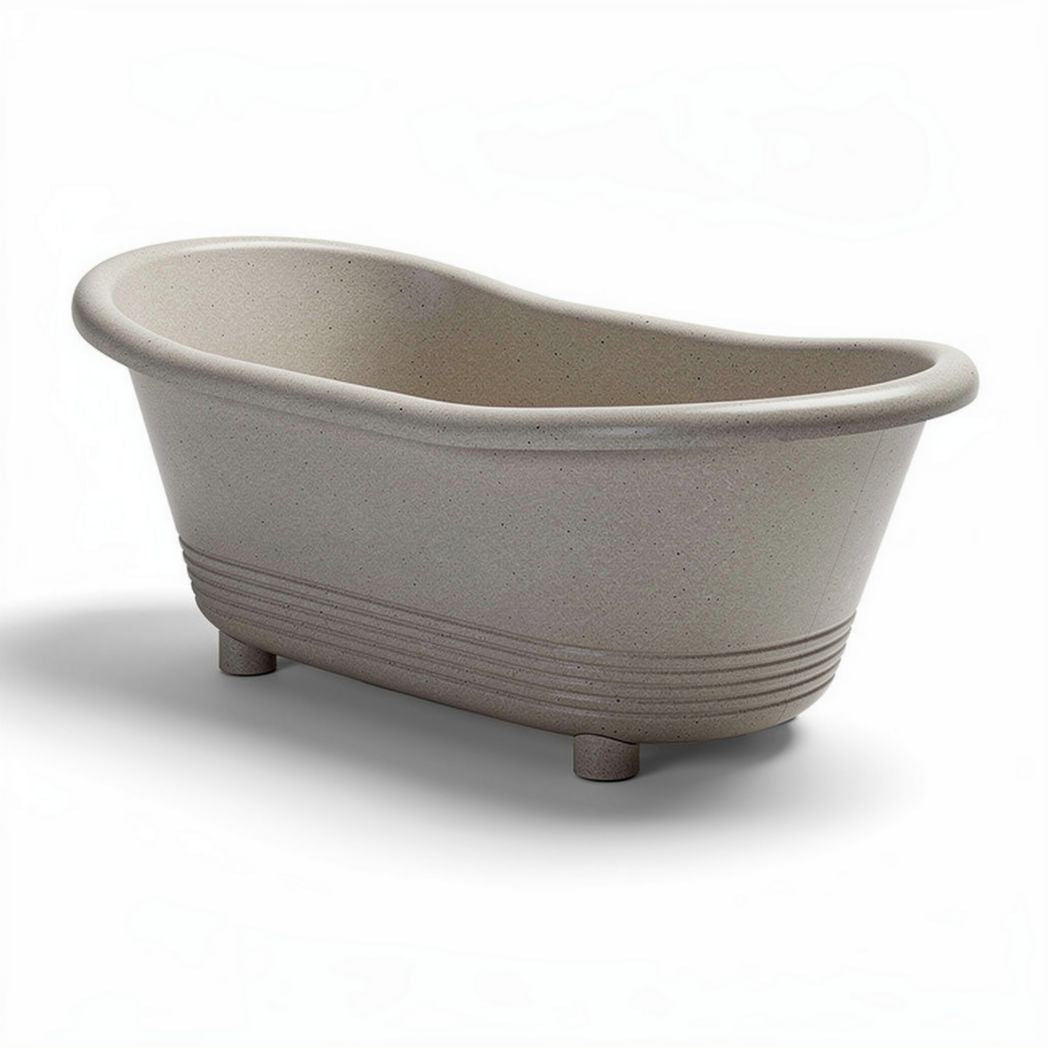 Freestanding oval bathtub made of durable stone resin 150 x 70 x 60cm gray