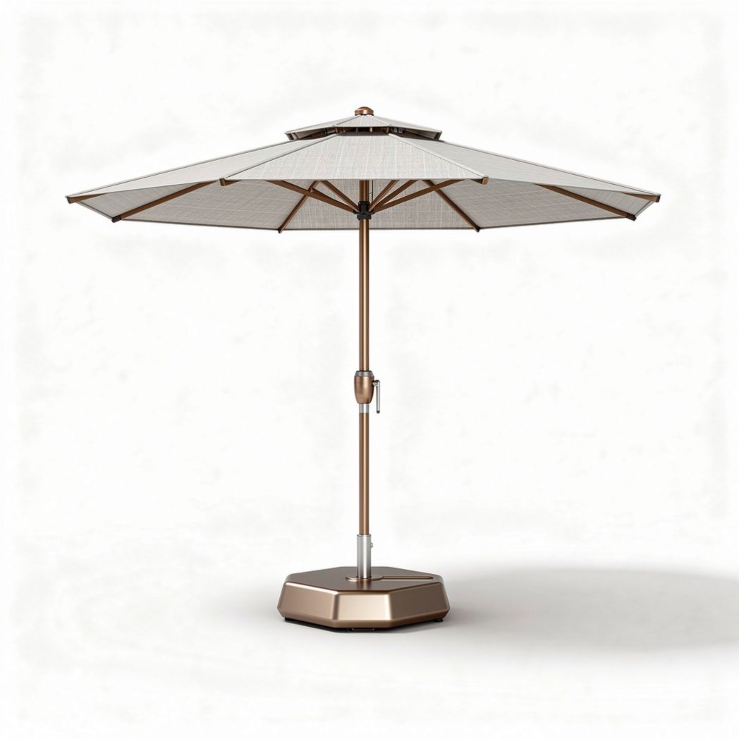 Cantilever patio umbrella with bronze frame and white canopy 250 x 250 x 250cm