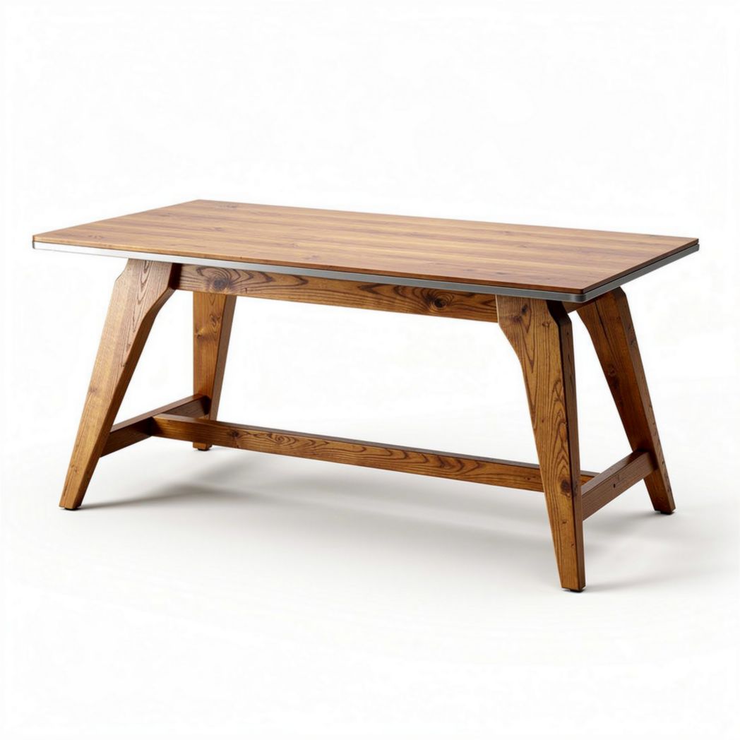 Wooden dining table with natural finish suitable for indoor use 150 x 75 x 75cm