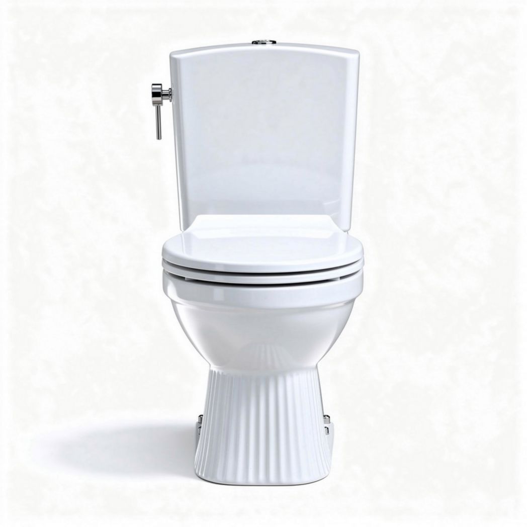 White ceramic toilet for bathroom use with elegant fluted design 70 x 40 x 80cm